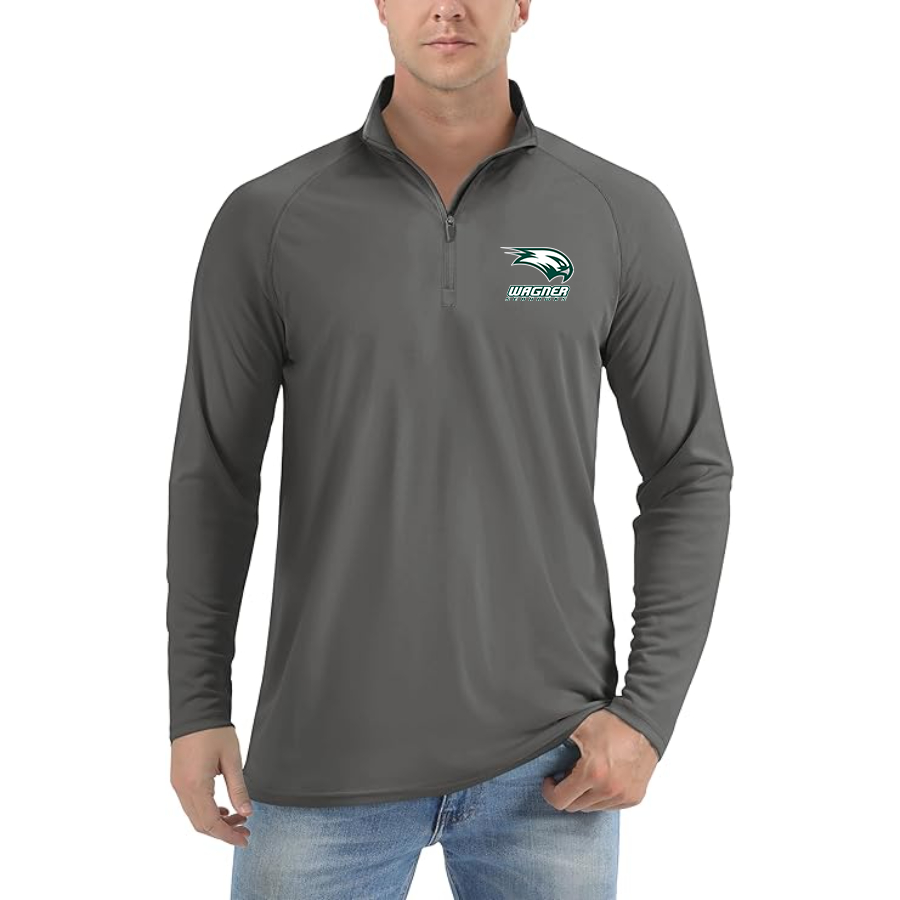 Men's Wagner Seahawks Lightweight Quarter-Zip Athletic Shirt Long Sleeve Performance Wear