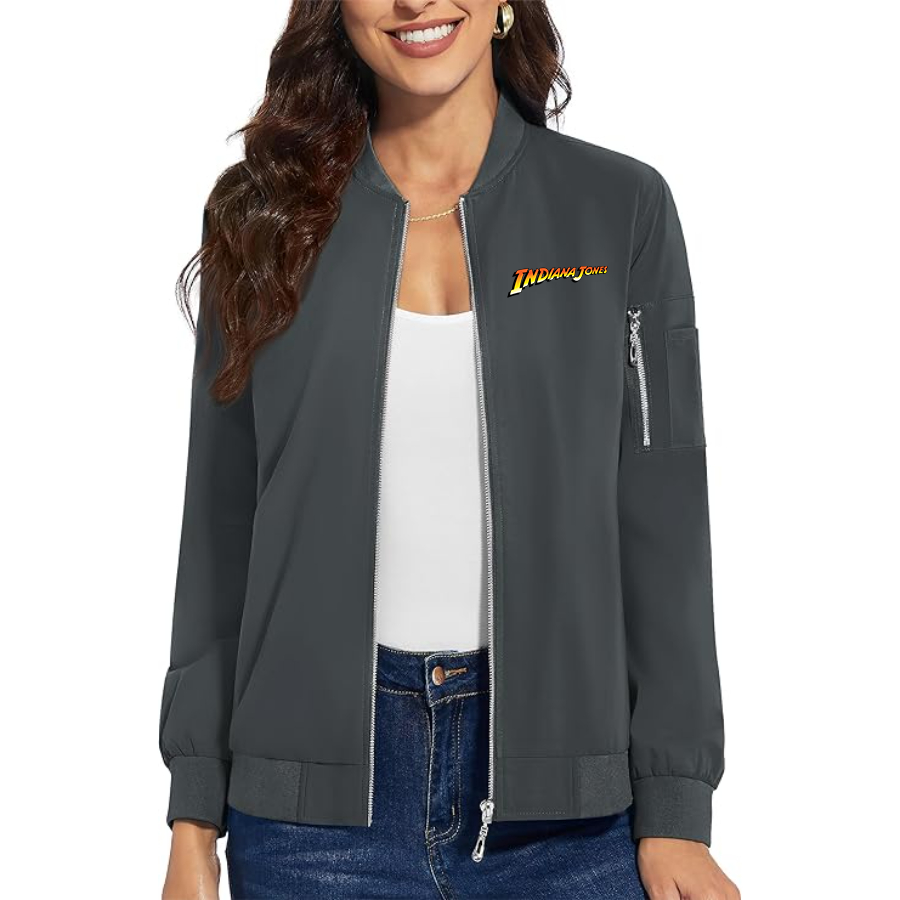 Women's Indiana Jones  Premium Bomber Jacket with Polished Detailing and Functional Sleeve Pocket Modern Luxury Outerwear