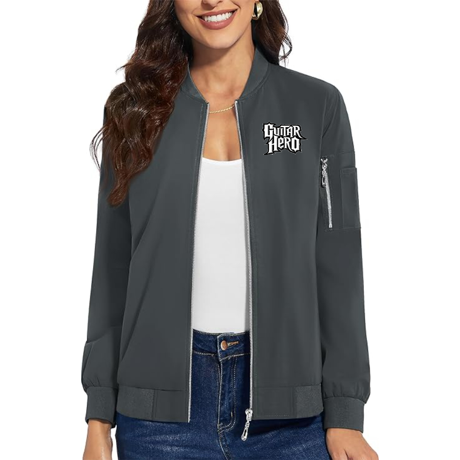 Women's Guitar hero Premium Bomber Jacket with Polished Detailing and Functional Sleeve Pocket Modern Luxury Outerwear