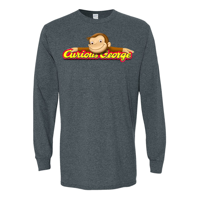 Men's Curious George Gildan Heavy Cotton Long Sleeve T-Shirt