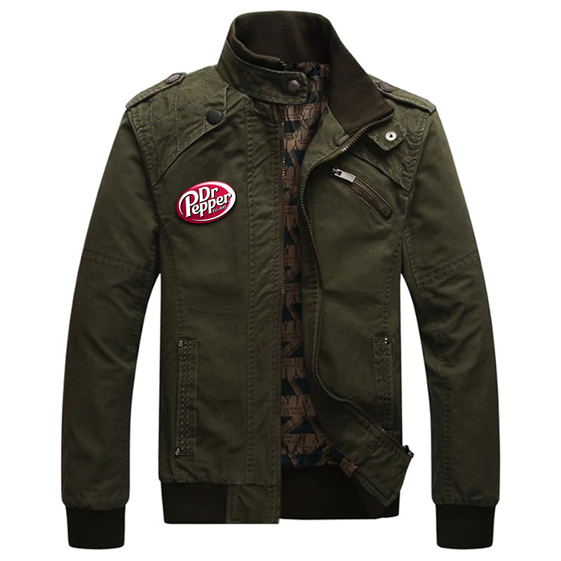 Men's Dr.Pepper Dwar Casual Washed Cotton Military Outdoor Jackets with Shoulder Straps