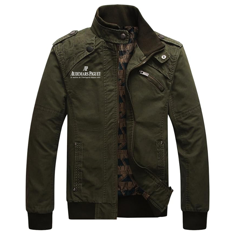 Men's Audemars Piguet Dwar Casual Washed Cotton Military Outdoor Jackets with Shoulder Straps