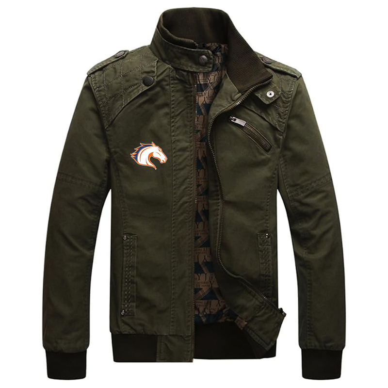 Men's Texas Arlington Mavericks  Dwar Casual Washed Cotton Military Outdoor Jackets with Shoulder Straps