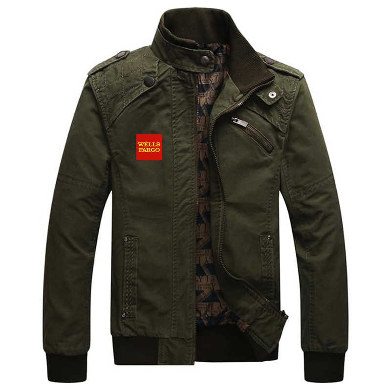 Men's Wells Fargo Dwar Casual Washed Cotton Military Outdoor Jackets with Shoulder Straps