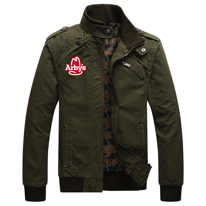 Men's Arbys  Dwar Casual Washed Cotton Military Outdoor Jackets with Shoulder Straps