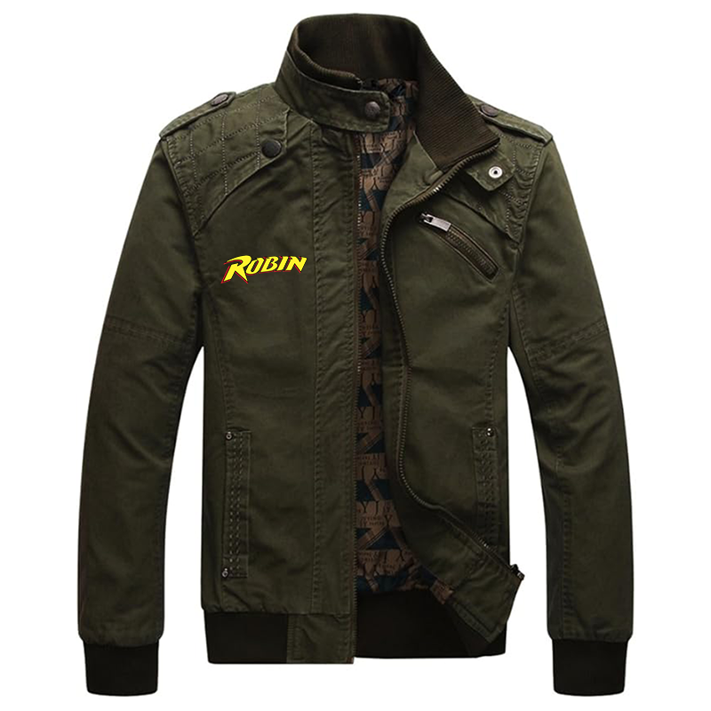 Men's Robin Dwar Casual Washed Cotton Military Outdoor Jackets with Shoulder Straps