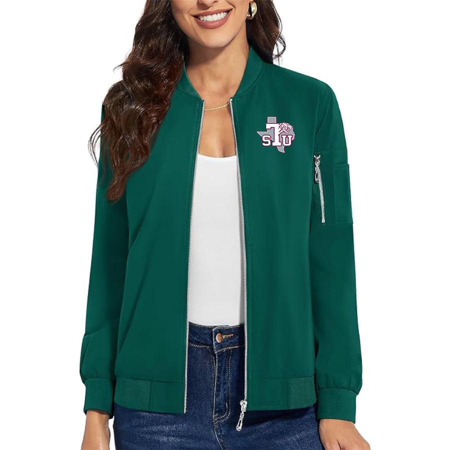 Women's Texas Southern Tigers Premium Bomber Jacket with Polished Detailing and Functional Sleeve Pocket Modern Luxury Outerwear