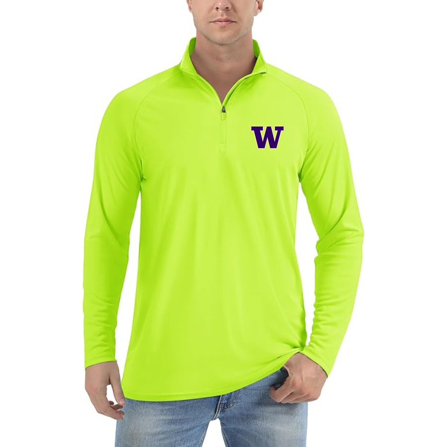 Men's Washington Huskies Lightweight Quarter-Zip Athletic Shirt Long Sleeve Performance Wear