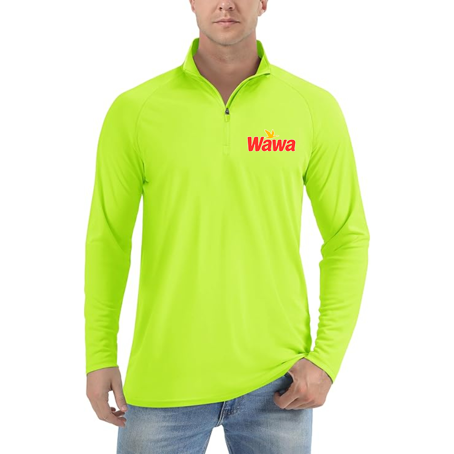 Men's Wawa Gas Station Lightweight Quarter-Zip Athletic Shirt Long Sleeve Performance Wear