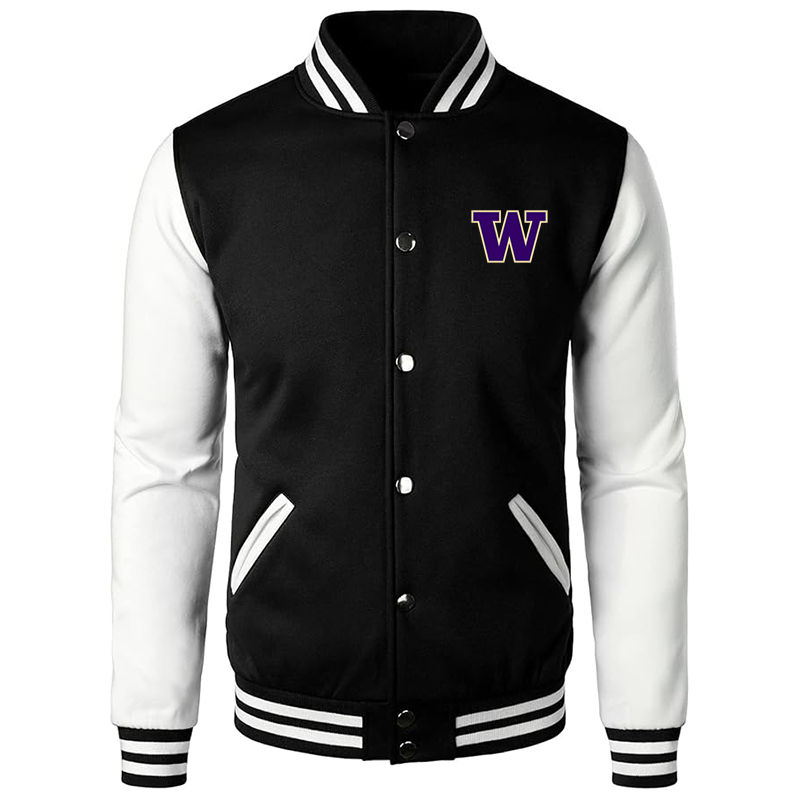 Men’s Washington Huskies Varsity Baseball Jacket Cotton Blend Letterman Jackets