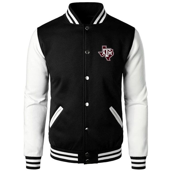 Men’s Texas AM Aggies Varsity Baseball Jacket Cotton Blend Letterman Jackets