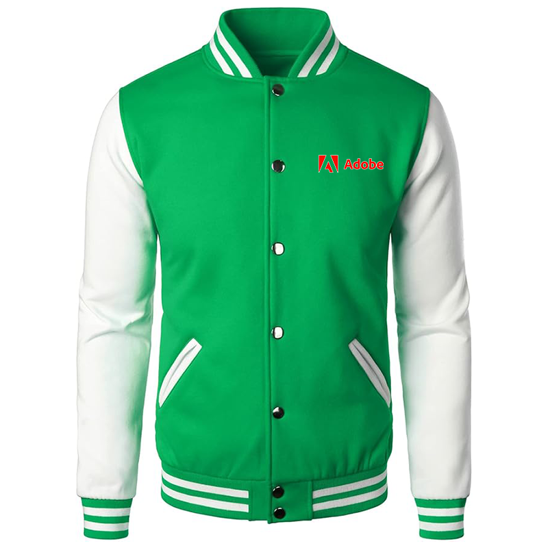 Men’s Adobe Corporate  Varsity Baseball Jacket Cotton Blend Letterman Jackets