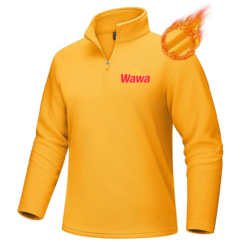 Men's Wawa Gas Station MAGCOMSEN  Quarter-Zip Pullover Polar Fleece Sweatshirt Stand Collar Long Sleeve Shirt for Men Thermal Winter Fall