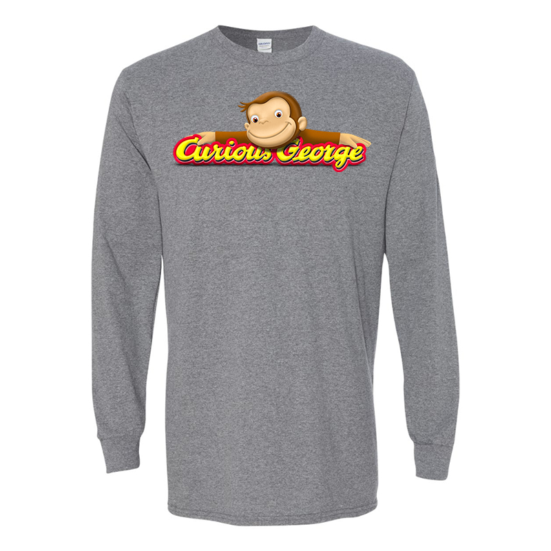 Men's Curious George Gildan Heavy Cotton Long Sleeve T-Shirt