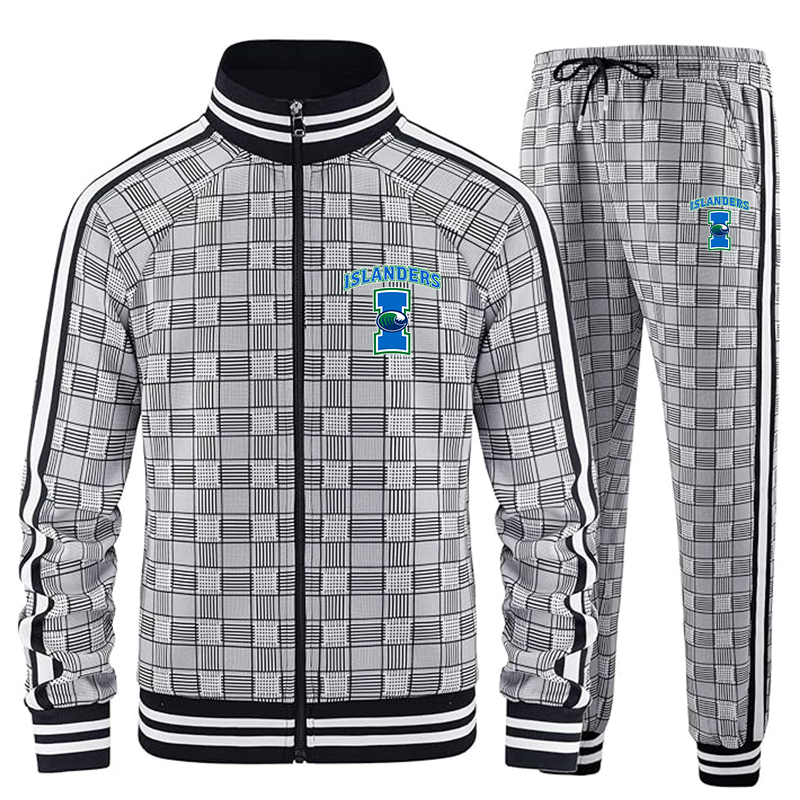 Men's Texas AM CC Islanders  Tracksuits Full-zip Long Sleeve Plaid Track Jackets and Pants 2 Piece