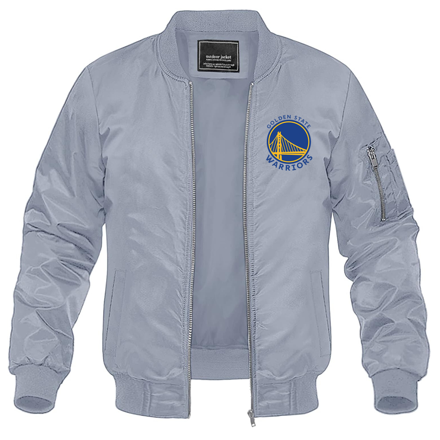 Men's Golden State Warriors Lightweight Bomber Jacket Windbreaker Softshell Varsity Jacket Coat