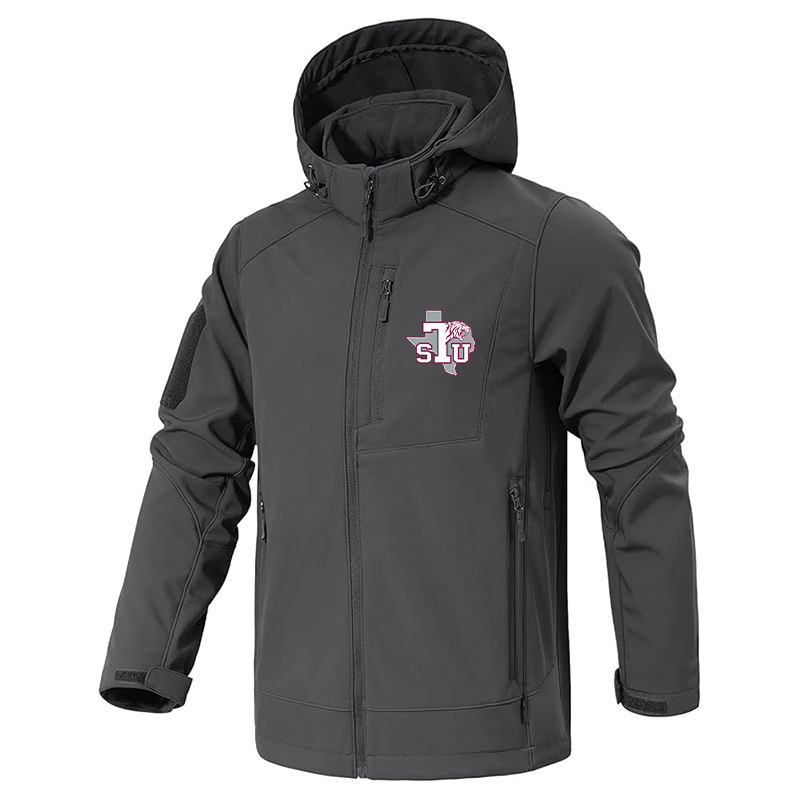 Men's Texas Southern Tigers Jacket Waterproof Hooded Coats Tactical Soft Shell Jackets