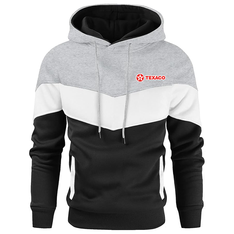 Men's Texaco  Gesean Novelty Color Block Pullover Fleece Hoodie Long Sleeve Casual Sweatshirt with Pocket