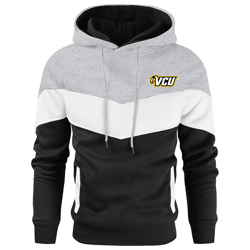 Men's Virginia Commonwealth Rams Gesean Novelty Color Block Pullover Fleece Hoodie Long Sleeve Casual Sweatshirt with Pocket