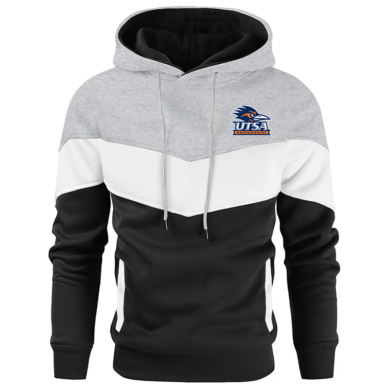 Men's Texas SA Roadrunners Gesean Novelty Color Block Pullover Fleece Hoodie Long Sleeve Casual Sweatshirt with Pocket