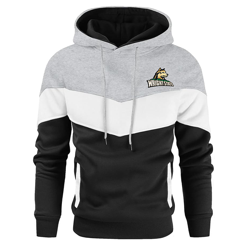 Men'sWright State Raiders Gesean Novelty Color Block Pullover Fleece Hoodie Long Sleeve Casual Sweatshirt with Pocket