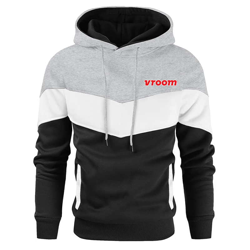 Men's Vroom Gesean Novelty Color Block Pullover Fleece Hoodie Long Sleeve Casual Sweatshirt with Pocket