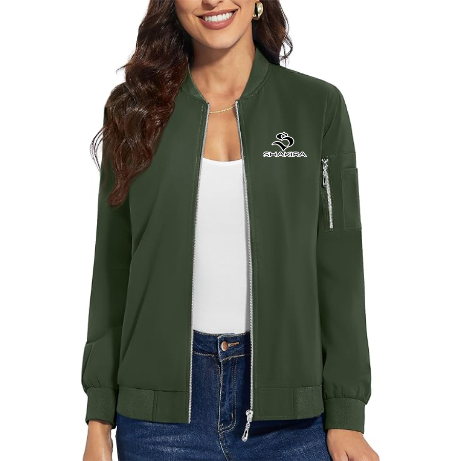 Women's Shakira Premium Bomber Jacket with Polished Detailing and Functional Sleeve Pocket Modern Luxury Outerwear