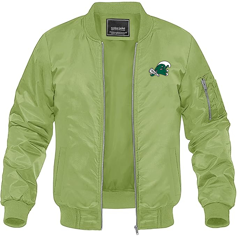 MAGNIVIT Men's Tulane Green Wave Lightweight Bomber Jacket Windbreaker Casual Fall Spring Outdoor Coat