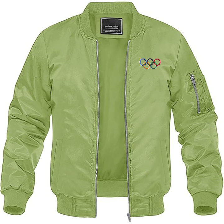 MAGNIVIT Men's Olympics Rings Embroidered Lightweight Bomber Jacket Windbreaker Casual Fall Spring Outdoor Coat