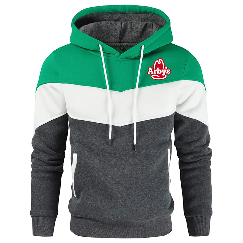 Men's Arbys Gesean Novelty Color Block Pullover Fleece Hoodie Long Sleeve Casual Sweatshirt with Pocket