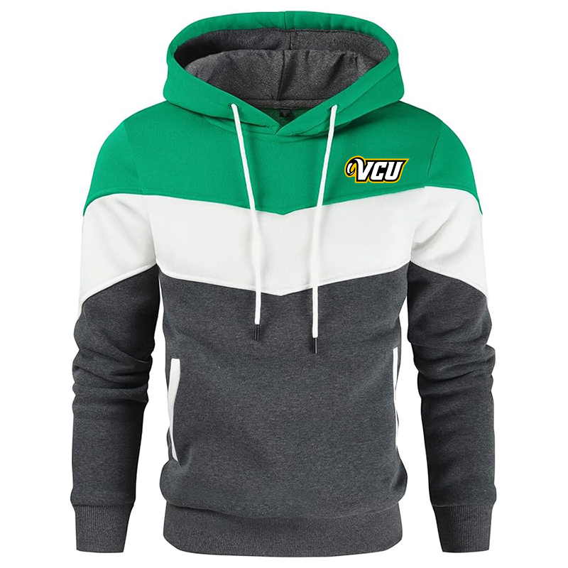 Men's Virginia Commonwealth Rams Gesean Novelty Color Block Pullover Fleece Hoodie Long Sleeve Casual Sweatshirt with Pocket