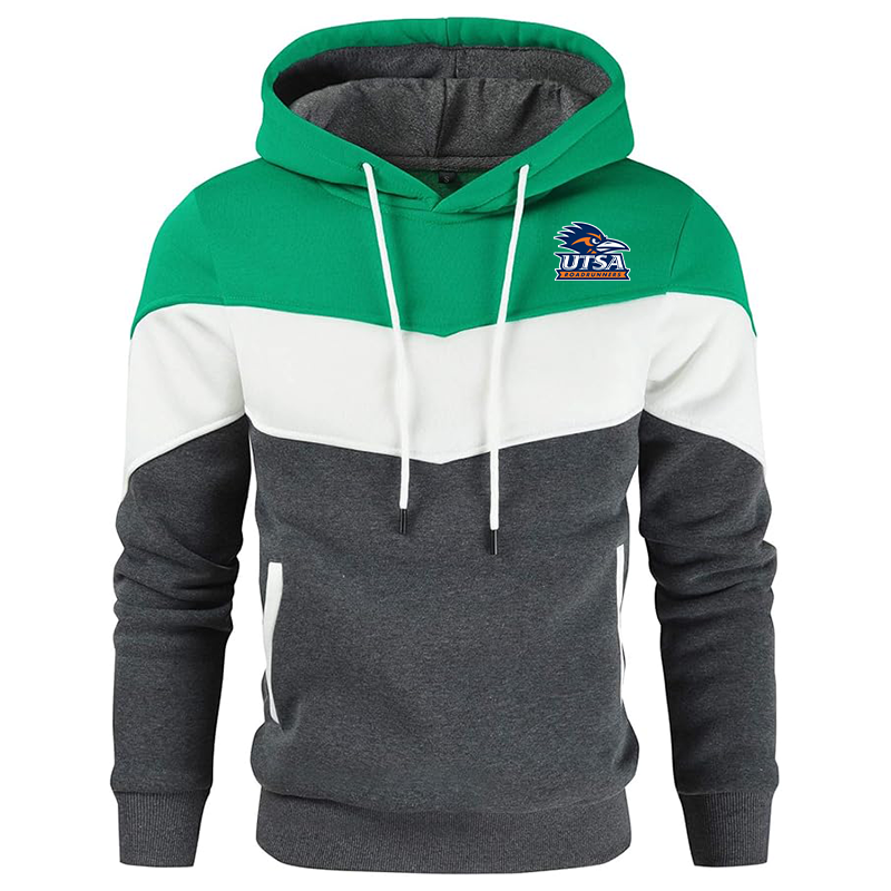 Men's Texas SA Roadrunners Gesean Novelty Color Block Pullover Fleece Hoodie Long Sleeve Casual Sweatshirt with Pocket