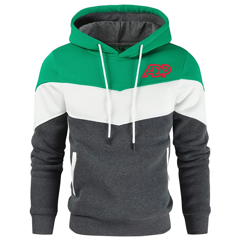 Men's ADP Gesean Novelty Color Block Pullover Fleece Hoodie Long Sleeve Casual Sweatshirt with Pocket