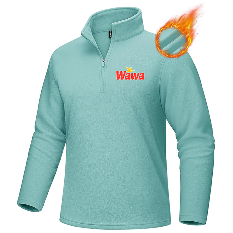 Men's Wawa Gas Station MAGCOMSEN  Quarter-Zip Pullover Polar Fleece Sweatshirt Stand Collar Long Sleeve Shirt for Men Thermal Winter Fall