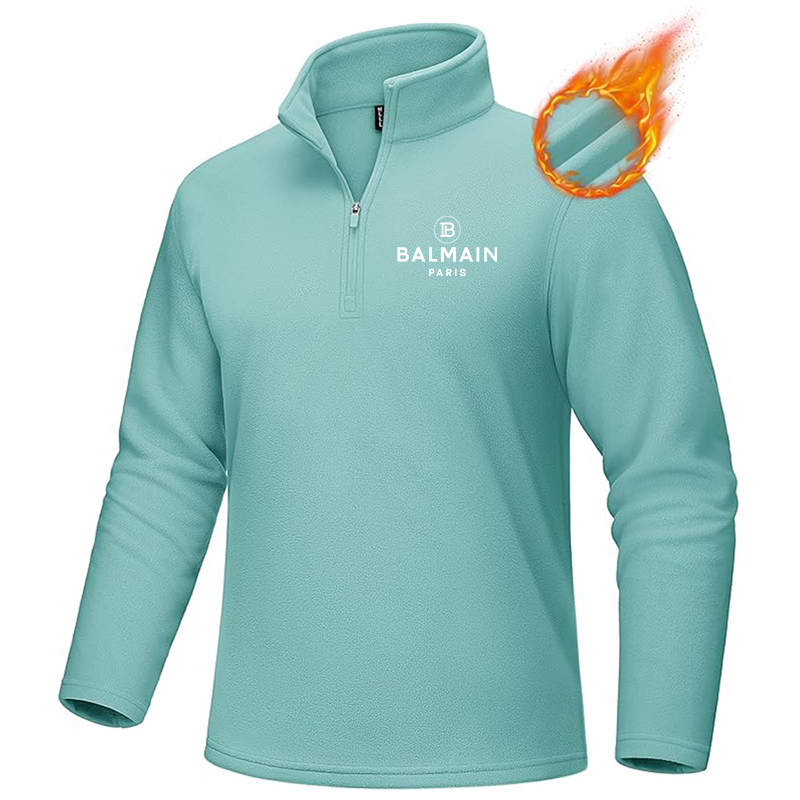 Men's Balmain Paris  MAGCOMSEN  Quarter-Zip Pullover Polar Fleece Sweatshirt Stand Collar Long Sleeve Shirt for Men Thermal Winter Fall