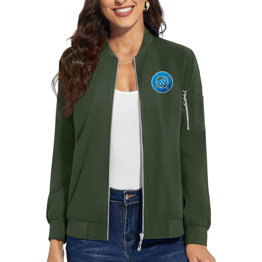 Women's DC Comics  Premium Bomber Jacket with Polished Detailing and Functional Sleeve Pocket Modern Luxury Outerwear