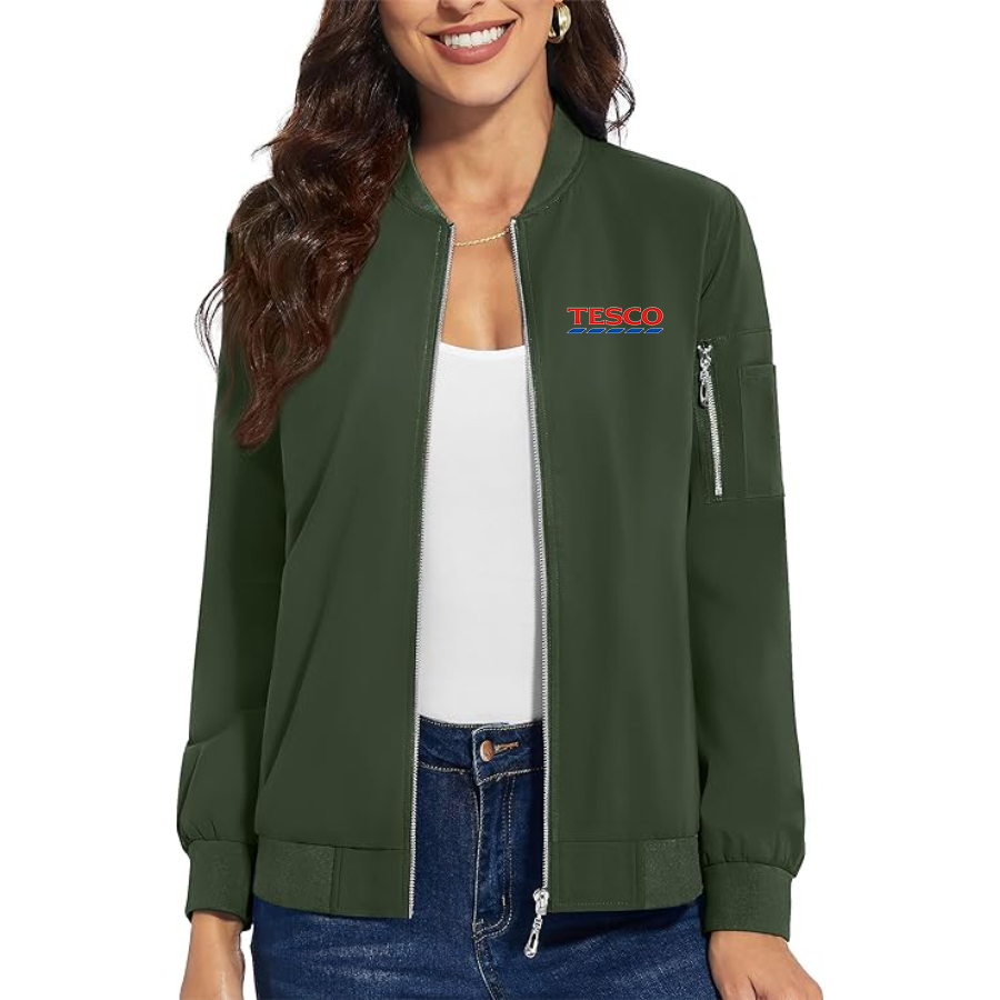 Women's Tesco Premium Bomber Jacket with Polished Detailing and Functional Sleeve Pocket Modern Luxury Outerwear