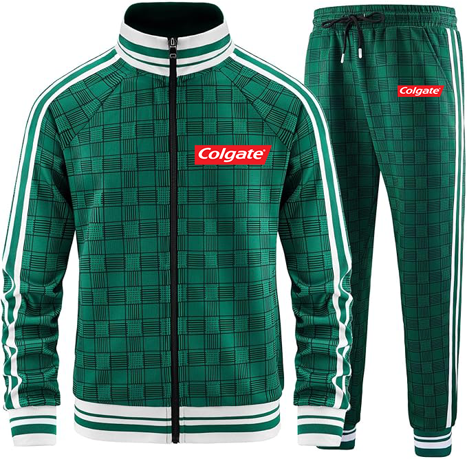 Men's Colgate Tracksuits Full-zip Long Sleeve Plaid Track Jackets and Pants 2 Piece