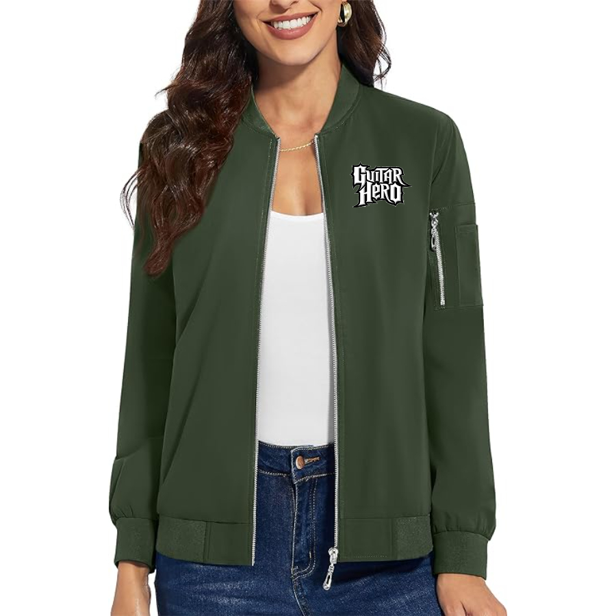 Women's Guitar hero Premium Bomber Jacket with Polished Detailing and Functional Sleeve Pocket Modern Luxury Outerwear