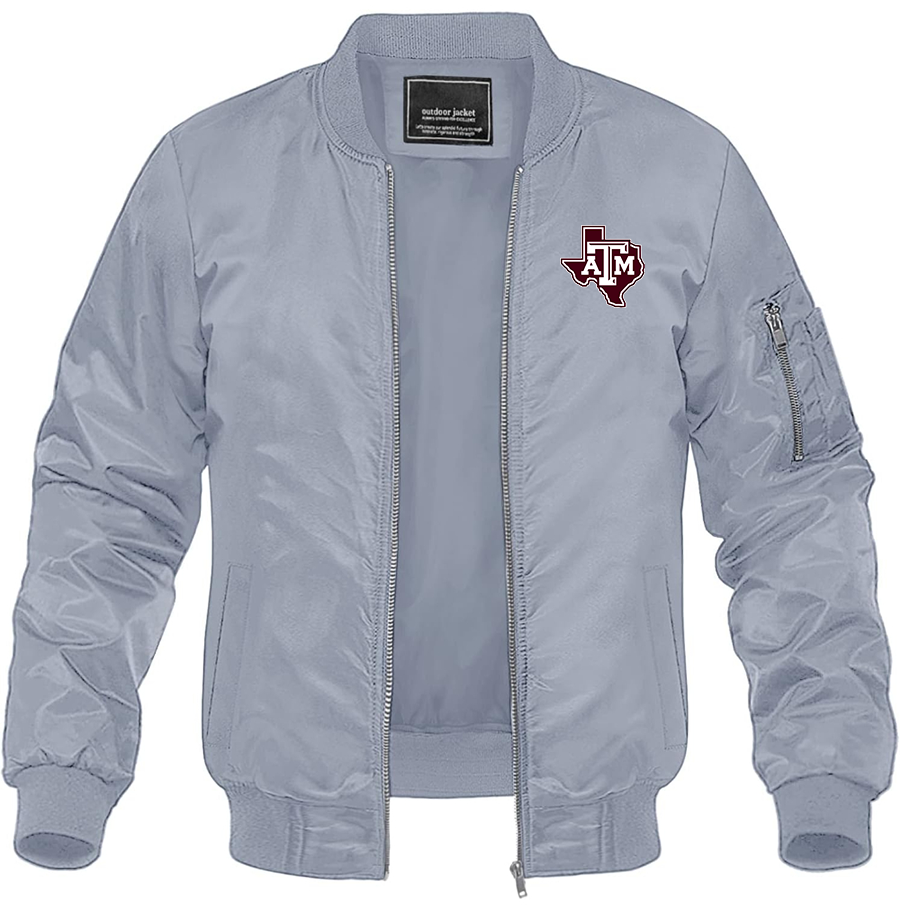 Men's Texas AM Aggies Lightweight Bomber Jacket Windbreaker Softshell Varsity Jacket Coat