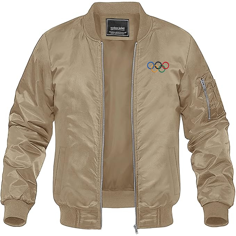 MAGNIVIT Men's Olympics Rings Embroidered Lightweight Bomber Jacket Windbreaker Casual Fall Spring Outdoor Coat