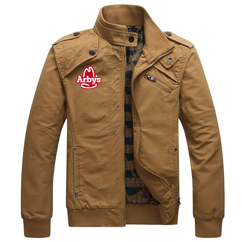 Men's Arbys  Dwar Casual Washed Cotton Military Outdoor Jackets with Shoulder Straps