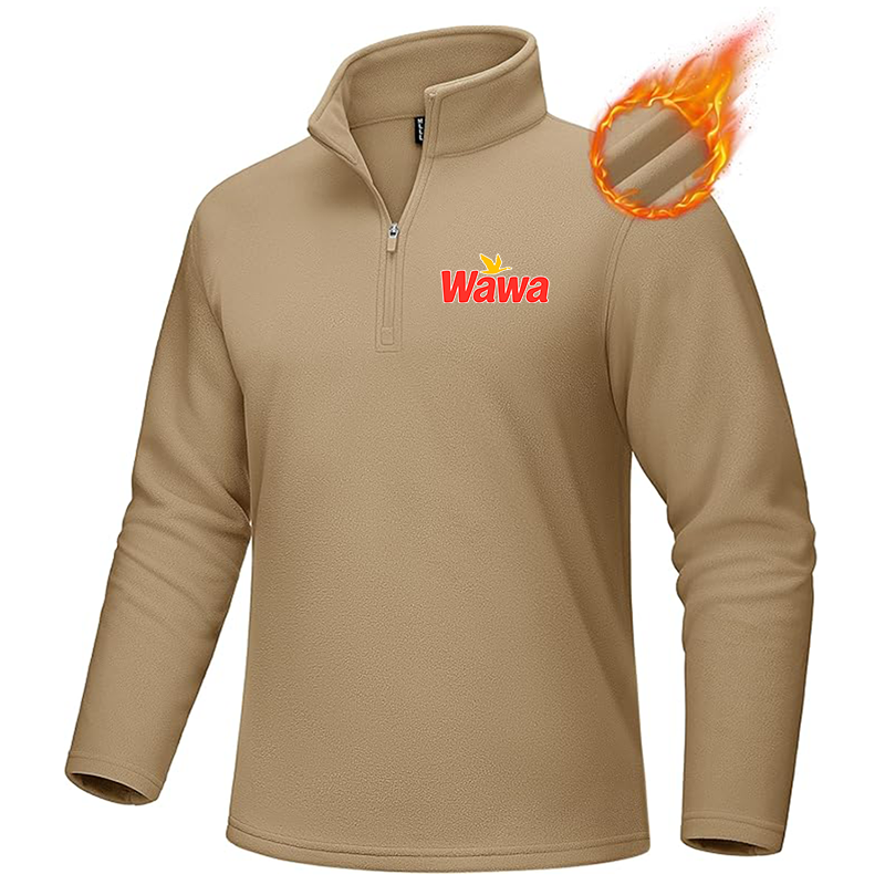 Men's Wawa Gas Station MAGCOMSEN  Quarter-Zip Pullover Polar Fleece Sweatshirt Stand Collar Long Sleeve Shirt for Men Thermal Winter Fall