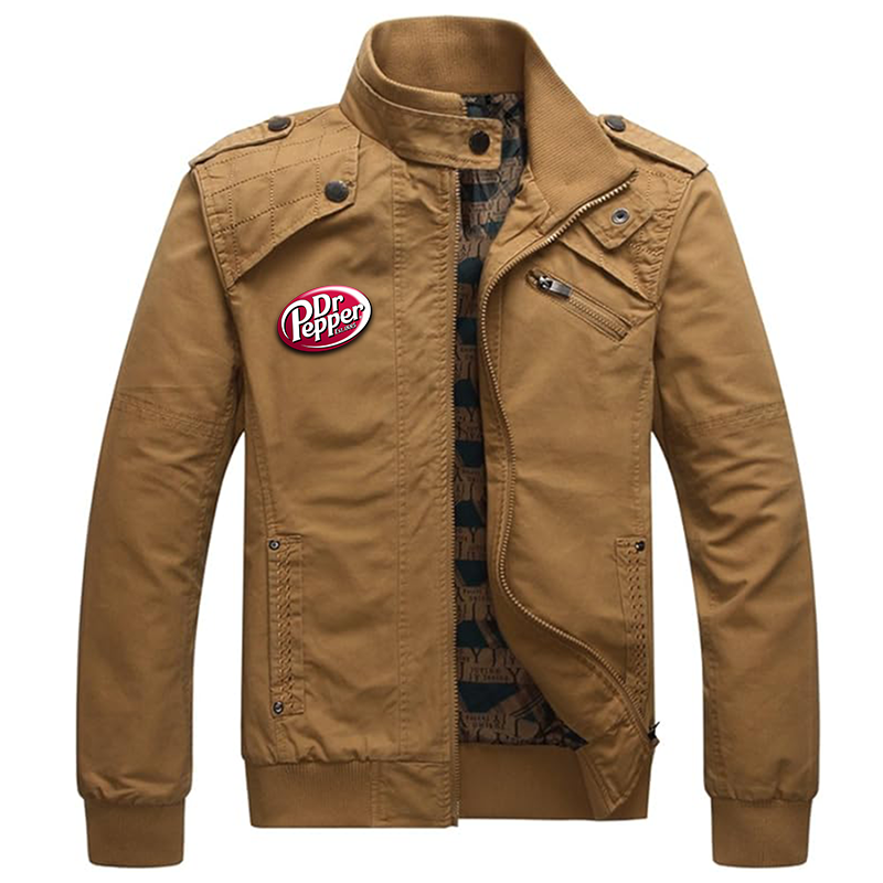 Men's Dr.Pepper Dwar Casual Washed Cotton Military Outdoor Jackets with Shoulder Straps