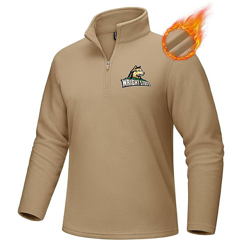 Men's Wright State Raiders MAGCOMSEN  Quarter-Zip Pullover Polar Fleece Sweatshirt Stand Collar Long Sleeve Shirt for Men Thermal Winter Fall