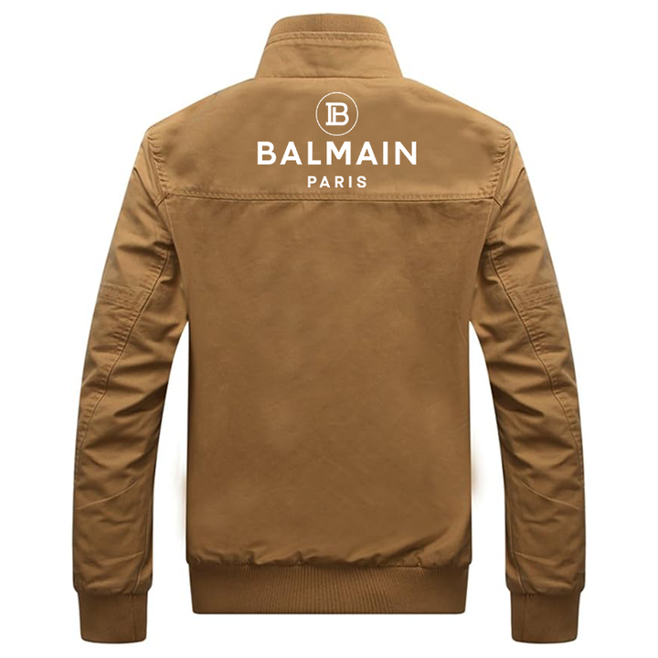 Men's Balmain Paris  Dwar Casual Washed Cotton Military Outdoor Jackets with Shoulder Straps