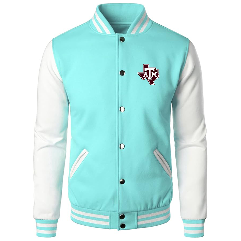 Men’s Texas AM Aggies Varsity Baseball Jacket Cotton Blend Letterman Jackets