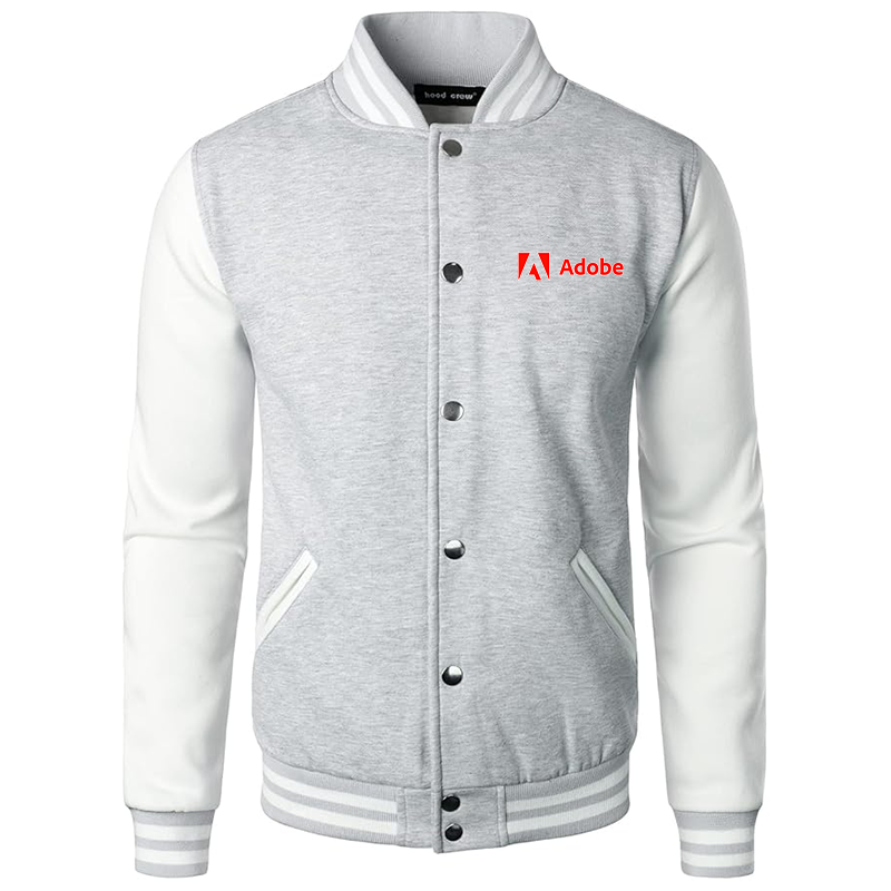 Men’s Adobe Corporate  Varsity Baseball Jacket Cotton Blend Letterman Jackets