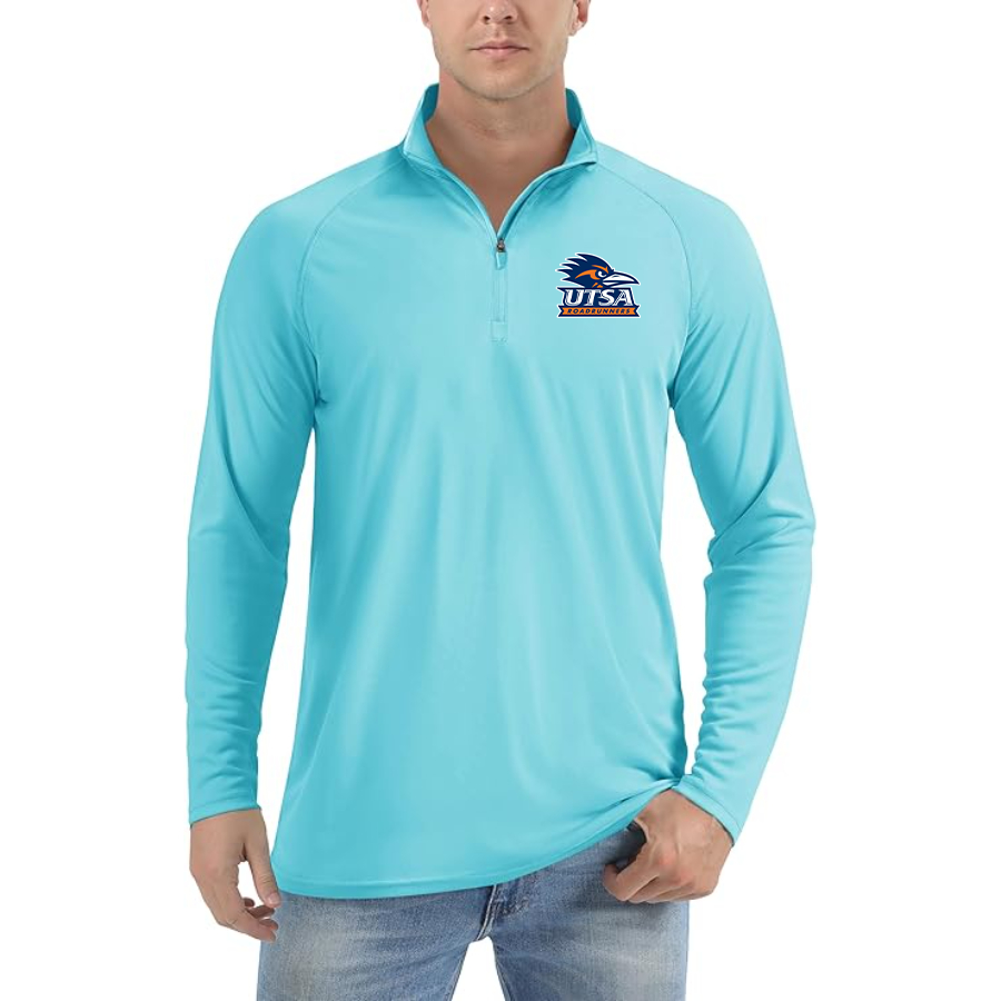 Men's Texas SA Roadrunners Lightweight Quarter-Zip Athletic Shirt Long Sleeve Performance Wear