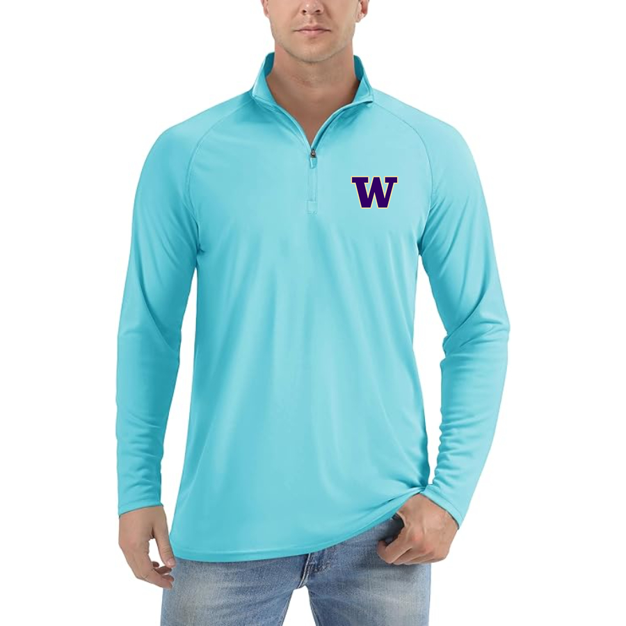 Men's Washington Huskies Lightweight Quarter-Zip Athletic Shirt Long Sleeve Performance Wear